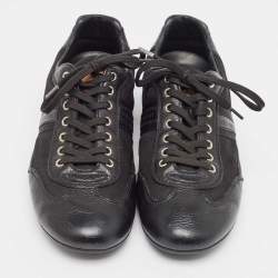 Louis Vuitton Black Leather and Nylon Low Top Sneakers Size 41