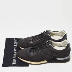 Louis Vuitton Damier Knit Fabric and Leather Run Away Low Top Sneakers Size 44