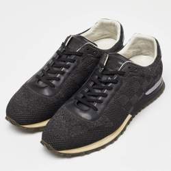Louis Vuitton Damier Knit Fabric and Leather Run Away Low Top Sneakers Size 44