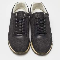 Louis Vuitton Damier Knit Fabric and Leather Run Away Low Top Sneakers Size 44