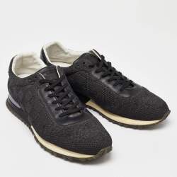 Louis Vuitton Damier Knit Fabric and Leather Run Away Low Top Sneakers Size 44