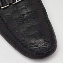 Louis Vuitton Black Damier Leather Hockenheim Slip On Loafers Size 43