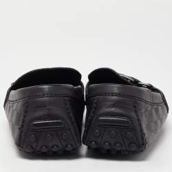 Louis Vuitton Black Damier Leather Hockenheim Slip On Loafers Size 43