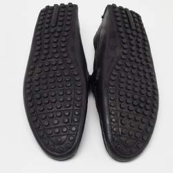 Louis Vuitton Black Damier Leather Hockenheim Slip On Loafers Size 43