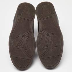 Pre Owned Louis Vuitton Black/Brown Leather and Monogram Canvas High Top Sneakers Size 43