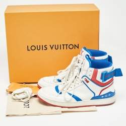 Louis Vuitton White/Blue Leather Trainers High Sneakers Size 41 