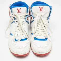 Louis Vuitton White/Blue Leather Trainers High Sneakers Size 41 