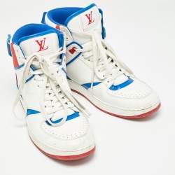 Louis Vuitton White/Blue Leather Trainers High Sneakers Size 41 