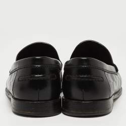 Louis Vuitton Black Damier Leather Santiago Loafers Size 41.5 