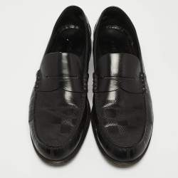 Louis Vuitton Black Damier Leather Santiago Loafers Size 41.5 