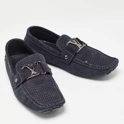 Louis Vuitton Navy Blue Suede Monte Carlo Slip On Loafers Size  41.5
