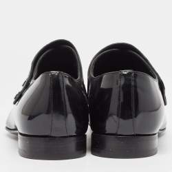 Louis Vuitton Black Patent Leather Single Strap Monk Derby Size 44.5