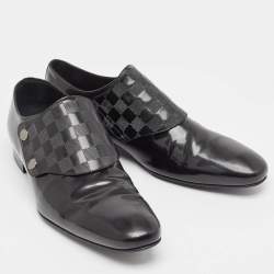 Louis Vuitton Black Patent Leather Single Strap Monk Derby Size 44.5