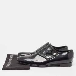 Louis Vuitton Black Patent Leather Single Strap Monk Derby Size 44.5