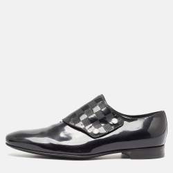 Louis Vuitton Black Patent Leather Single Strap Monk Derby Size 44.5