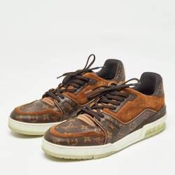 Louis Vuitton Brown Suede and Monogram Canvas Low Top Sneakers Size 42.5