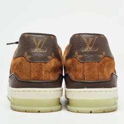 Louis Vuitton Brown Suede and Monogram Canvas Low Top Sneakers Size 42.5