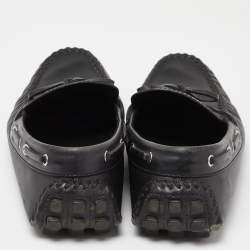 Louis Vuitton Black Leather Bow Slip On Loafers Size 43.5