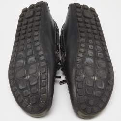 Louis Vuitton Black Leather Bow Slip On Loafers Size 43.5