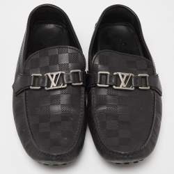 Louis Vuitton Black Leather Hockenheim Slip On Loafers Size 42.5