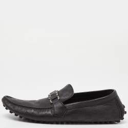 Louis Vuitton Black Leather Hockenheim Slip On Loafers Size 42.5