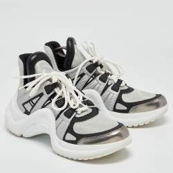 Louis Vuitton Sliver/Black Mesh and Leather Archlight Sneakers Size 41