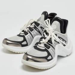 Louis Vuitton Sliver/Black Mesh and Leather Archlight Sneakers Size 41
