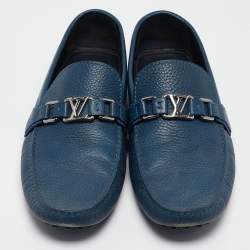 Louis Vuitton Blue Leather Hockenheim Loafers Size 43