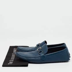 Louis Vuitton Blue Leather Hockenheim Loafers Size 43