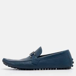 Louis Vuitton Blue Leather Hockenheim Loafers Size 43