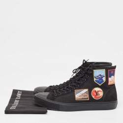 Pre Owned Louis Vuitton Black Suede and Canvas Tattoo LV League Sneakers Size 44