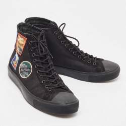 Pre Owned Louis Vuitton Black Suede and Canvas Tattoo LV League Sneakers Size 44