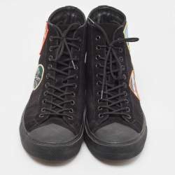 Pre Owned Louis Vuitton Black Suede and Canvas Tattoo LV League Sneakers Size 44
