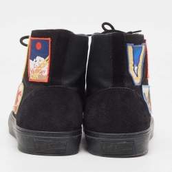 Pre Owned Louis Vuitton Black Suede and Canvas Tattoo LV League Sneakers Size 44