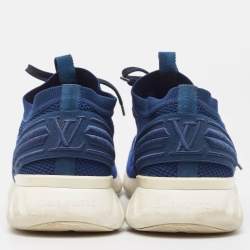 Louis Vuitton Blue Knit Fabric Fastlane Sneakers Size 44