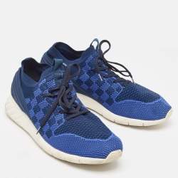 Louis Vuitton Blue Knit Fabric Fastlane Sneakers Size 44