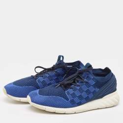 Louis Vuitton Blue Knit Fabric Fastlane Sneakers Size 44