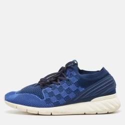 Louis Vuitton Blue Knit Fabric Fastlane Sneakers Size 44