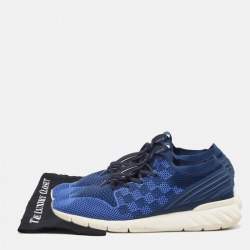 Louis Vuitton Blue Knit Fabric Fastlane Sneakers Size 44