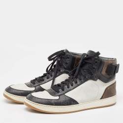 Pre Owned Louis Vuitton Tricolor Monogram Canvas and Leather Rivoli Sneakers Size 44
