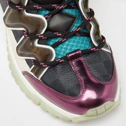 Louis Vuitton Multicolor Coated Canvas and Leather Zig Zag Lace Up Sneakers Size 42