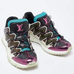 Louis Vuitton Multicolor Coated Canvas and Leather Zig Zag Lace Up Sneakers Size 42