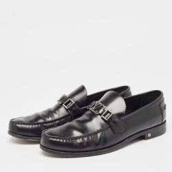 Pre Owned Louis Vuitton Black Leather Major Loafers Size 43