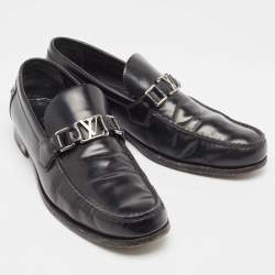 Pre Owned Louis Vuitton Black Leather Major Loafers Size 43