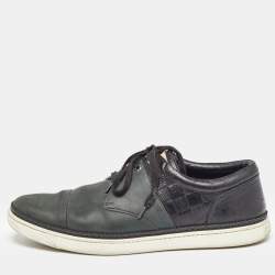 Louis Vuitton Black/Olive Green Leather Low Top Sneakers Size 41.5