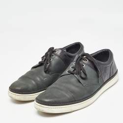 Louis Vuitton Black/Olive Green Leather Low Top Sneakers Size 41.5