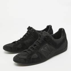 Louis Vuitton Black Petit Damier Canvas and Suede Vibes Sneakers Size 41.5