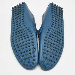 Pre Owned Louis Vuitton Blue Leather Hockenheim Slip On Loafers Size 42