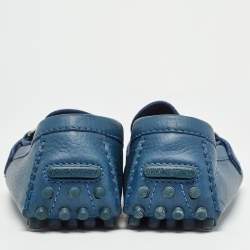 Pre Owned Louis Vuitton Blue Leather Hockenheim Slip On Loafers Size 42
