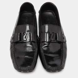 Pre Owned Louis Vuitton Black Patent Leather Monte Carlo Loafers Size 44